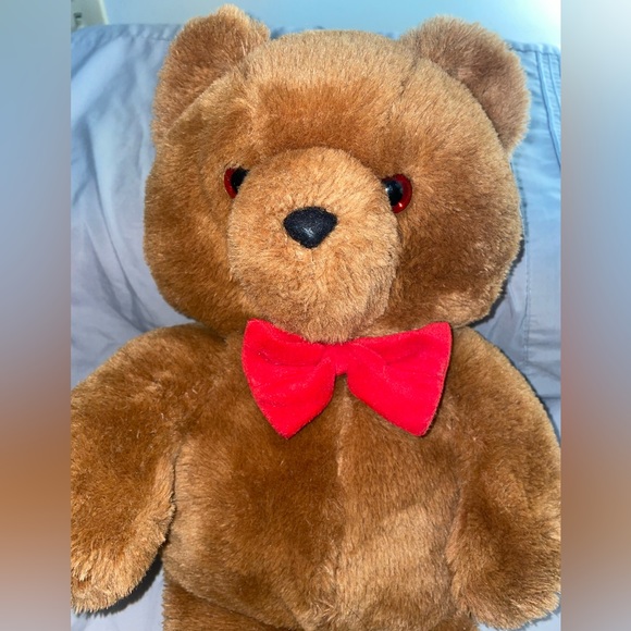 Dakin Brown Honey Jo Vintage 1986 20" Plush Teddy Bear Red Bow Tie Fun Farm - Picture 2 of 11